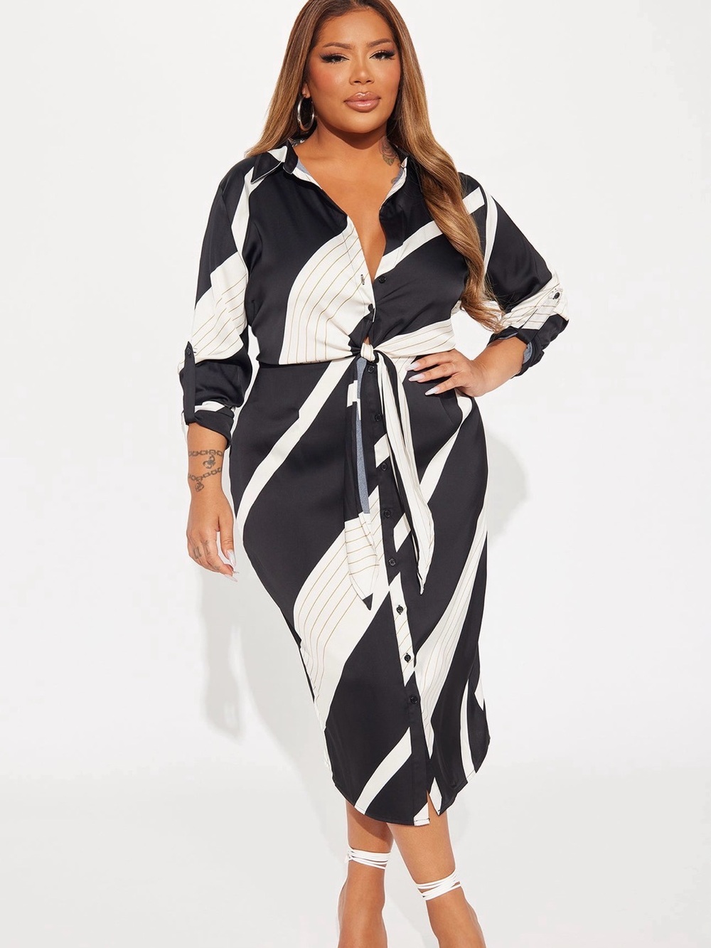 Fashion Nova Office Elegance Satin Midi Dress